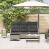 vidaXL Reclining Patio Sofa - PE Rattan/Steel - Gray L-Shaped Outdoor Sectional with Cushions - Adjustable Backrest - 69.3"x54.3" - 3 of 4