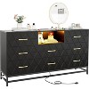59 Inch Modern White Dresser With 8 Drawers Built In Charging Station Led Lights Two Ac Outlets Two Usb Ports Open Shelf Anti Tip Safety For Bedroom - 3 of 4
