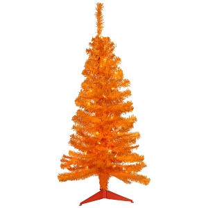 Northlight Pre-Lit Medium Artificial Pine Christmas Tree - 3' - Orange - Clear Lights - 1 of 4