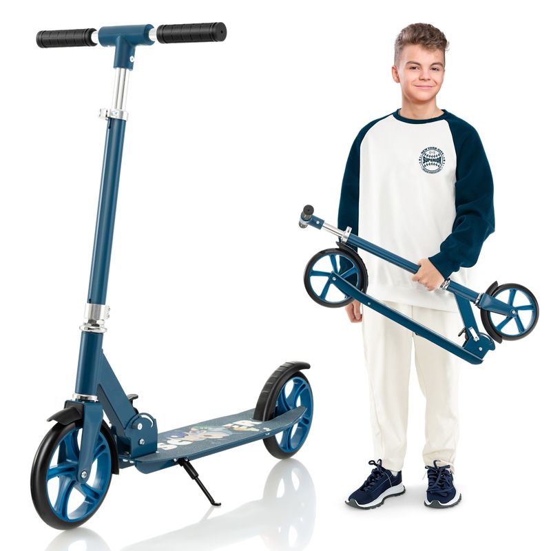 Foldable Scooter for Teens & Adults Height Adjustable Pedal Scooter w/ 8 Inch Big Wheels & Foot Brake w/ 3 Adjustable Heights & Aluminum Frame, 5 of 11