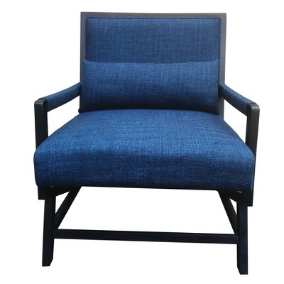 Fabric Padded Wooden Frame Accent Chair with Armrest Blue/Black - The Urban Port