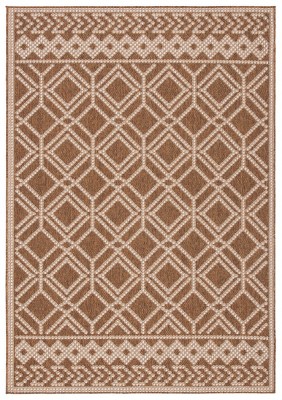Camel Beige Geometric Hand-knotted Indoor Outdoor Rug
