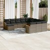 vidaXL 12 Piece Patio Sofa Set with Cushions Gray Poly Rattan - Gray Without table - 2 of 4
