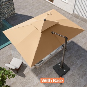 Pellebant 10FTx 12.5FT Patio Cantilever Umbrella with Base Double Top UV30+ High-strength Aluminum Pole with 360°Rotation 5 Heights Adjustable - 1 of 4