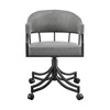 HomeRoots Gray And Black Upholstered Faux Leather Open Back Dining Arm Chair With Wheels - 4 of 4