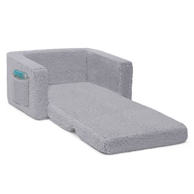Gray Sherpa 2-in-1 Convertible Kids Chair and Lounger