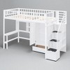 Twin Size Loft Bed with Study Desk, Bookshelf, and Hanging Rack, Fence Design, Wood Frame for Kids and Teens - 4 of 4