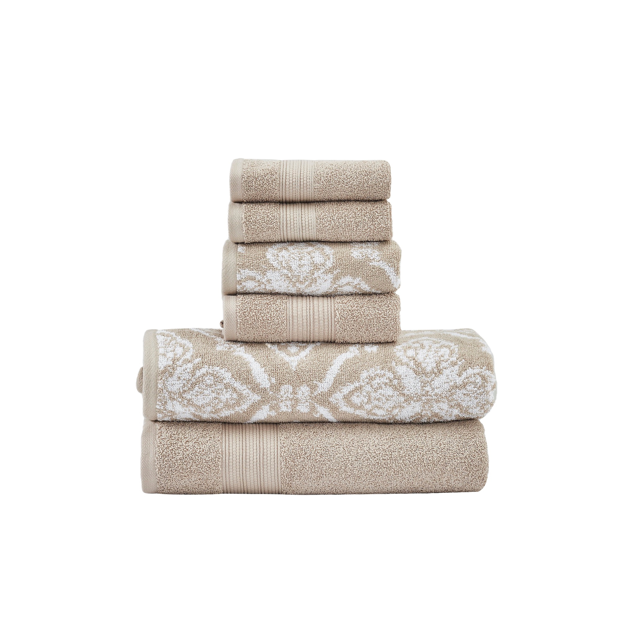 Modern Threads Amaris 100% Cotton 6-pc Jacquard Towel Set, Khaki