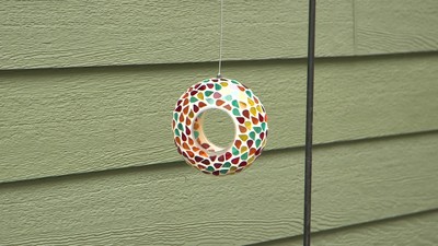 6.5" Summer Mosaic Glass Hanging Bird Feeder