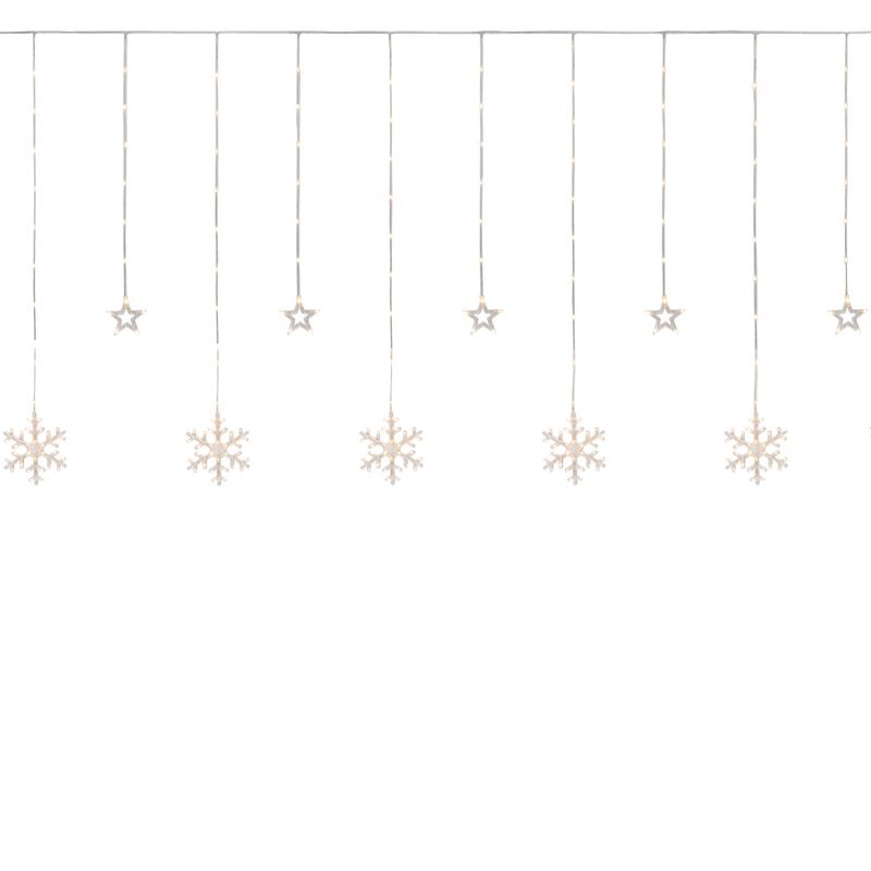 Northlight B/O Star and Snowflake Window Curtain Christmas Lights - Clear LED - 5.75' - Clear Wire - 250ct, 1 of 3