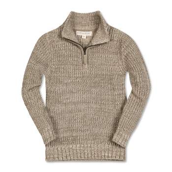Hope & Henry Boys' Fine Gauge V-Neck Sweater with Elbow Patches (Light Gray Heather, 12-18 Months)