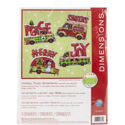 Dimensions Plastic Canvas Ornament Kit 5"X4" Set Of 4-Holiday Trucks (14 Count)