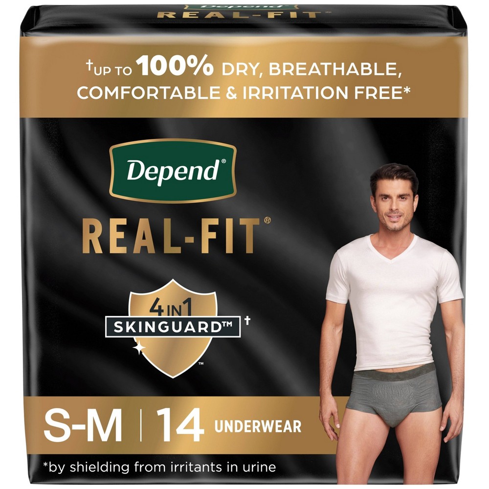 Depend Real Fit Incontinence Convenience Pack Underwear for Men - S/M - Gray - 14ct