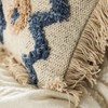 DEERLUX 16" Handwoven Cotton & Silk Throw Pillow Cover with Embossed Zig Zag, Blue & Beige - 4 of 4