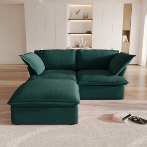 WJShome Sectional Couches for living room,L Shaped Cloud Modular Sectional Sofa with Storage Ottoman,Velvet Deep Couch,Cushion Covers Removable - 1 of 4