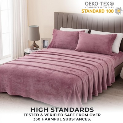King Rose Velvet Plush Microfiber Deep Pocket Sheet Set