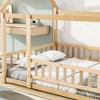 Full Size Floor Wooden Bed with House Roof Frame Constructed for Durability - 3 of 4