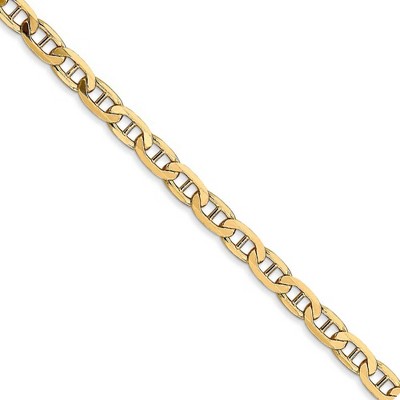 Black Bow Jewelry 3.75mm 14k Yellow Gold Solid Concave Anchor Chain Necklace