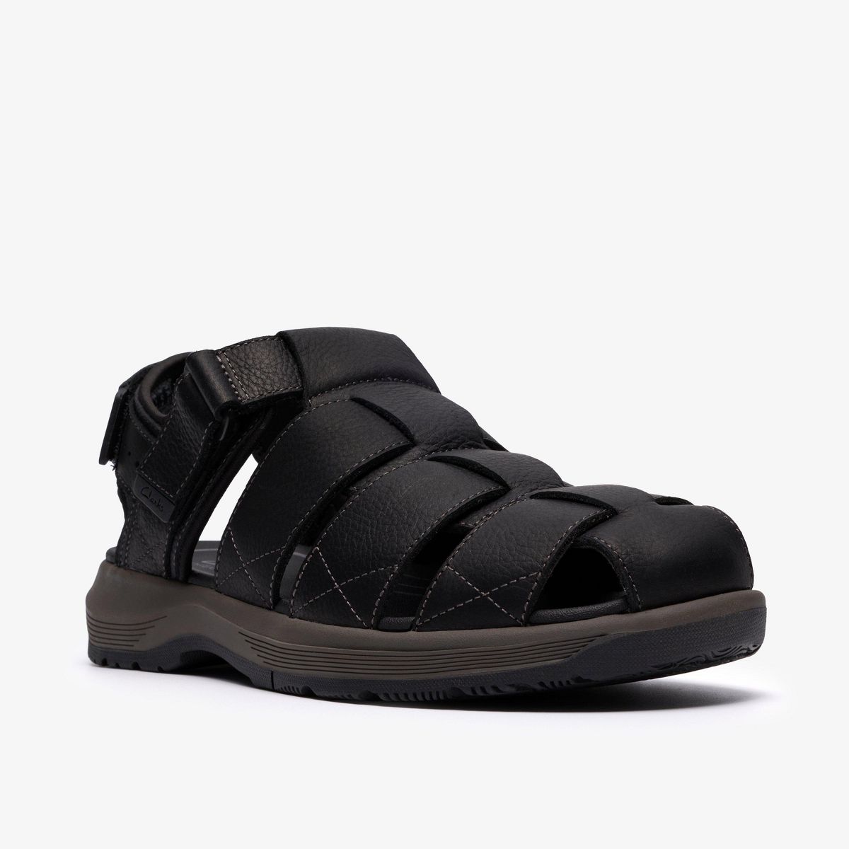 Clarks Mens Guideview Cove Black Leather Sandals - thumbnail 4