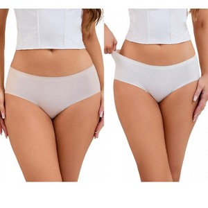 INSPIRE CHIC 2 Pcs Women's Mid-Waisted Panties Full Coverage No Trace Comfortable Briefs - 1 of 4