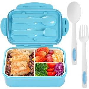 Bento Boxes for Adults - 1100 ML Bento Lunch Box For Kids Childrens With Spoon & Fork - Durable for On-the-Go Meal, BPA-Free and Food-Safe Materials - 1 of 4