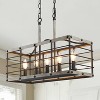 LNC Castle 5-Light 22" Farmhouse/Rustic Medium Rectangle Chandelier,Black and Light Gray Wood Tone - 2 of 4
