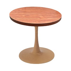 LeisureMod Bristol 27" Round Dining Table – MDF Top with Natural Wood Steel Pedestal Base, Modern Kitchen & Dining Room Accent Table for Small Spaces - 1 of 4