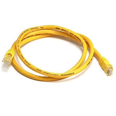 Monoprice Cat6 Ethernet Patch Cable - 3 Feet - Yellow | Network Internet Cord - RJ45, Stranded, 550Mhz, UTP, Pure Bare Copper Wire, 24AWG