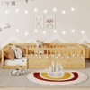 Twin Size Floor Bed Frame with High Rails, Light and Storage Shelf - 3 of 4