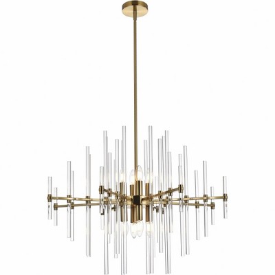 Gold Crystal Modern 8-Light Pendant with Iron and Glass