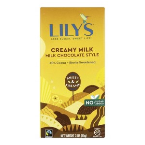 Lily's - Sweets - Chocolate Bar - Creamy Milk Chocolate - 40 Percent Cocoa - Case of 12 - 3 oz - 1 of 3