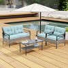 Bestier Patio Conversation Sets with Metal Table, 4 Pieces Outdoor Rattan Sofa, Modular Sectional Sofa for Balcony Porch Outside Backyard Garden - 3 of 4