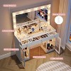 Petrimins Vanity Desk with Large Mirror and Lights, Glass Top Makeup Vanity for Bedroom, 3 Color Lighting Modes, Dressing Table for Women - 4 of 4