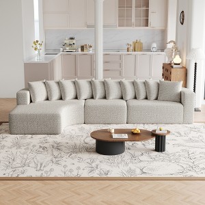 131.1'' Chenille L-Shaped Modular Cloud-Shaped Curved Sectional Sofa with Left Chaise, 10 Pillows, Deep Seat and No Assembly Required - 1 of 4