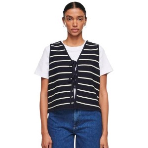 Clearlove Women’s Tie Open Front Knit Vest V Neck Sweater Vest Women Tank Tops Sleeveless Cardigan Sweater Waistcoat - 1 of 4