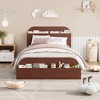 Twin Size Bed Frame, Wooden Beds with Storage Headboard and Raised-Foodboard for Kid, Twin-Floor Low Platform Bed for Bedroom, No Box Spring - 2 of 4