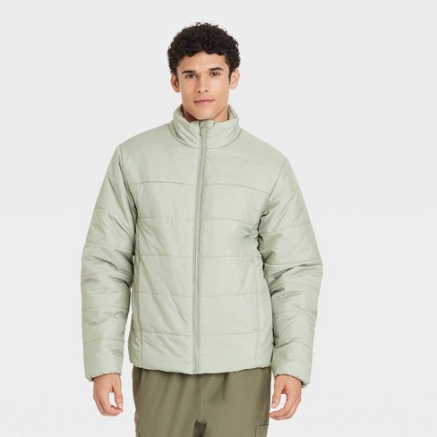 Men s Mid Weight Puffer Jacket With 3m Thinsulate All In Motion Light Green L Target