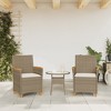 vidaXL Patio Chairs with Cushions 2 pcs Beige Poly Rattan&Solid Wood - 3 of 4