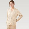 Anna-Kaci Lounge Women's Satin Botanical Print Pajama Set with Long Sleeve Button Top and Contrast Hem Pants - 3 of 4