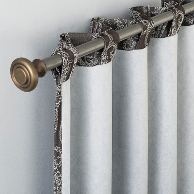 Chocolate Brown Paisley Embroidered Blackout Curtain Panel