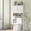 HOMCOM Over the Toilet Storage Cabinet, Farmhouse Above Toilet Bathroom Organizer with Barn Doors, Adjustable Shelf, Toilet Paper Holder - 2 of 4