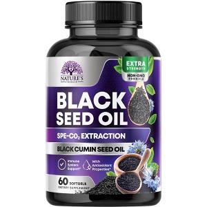 Black Seed Oil Capsules 1000mg, Skin Health & Immune 100% Blackseed Oil, Amazing Extraction Cold Pressed & Pure, 60 Softgels By Nature's Strength - 1 of 4