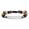 Chisel Stainless Steel Polished Camphor, Tigerwood and Onyx Beaded Black Nylon Adjustable ID Bracelet 6.75" to 8.5" - 4 of 4