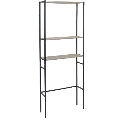 Sunnydaze 3 Shelf Iron and Veneer Over the Toilet Etagere Bathroom Storage Cabinet Space Saver