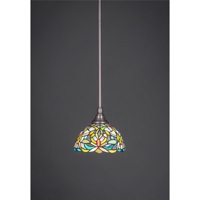 Toltec Lighting Any 1 - Light Pendant in  Brushed Nickel with 7" Kaleidoscope Art Glass Shade