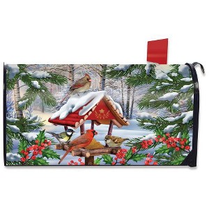 Briarwood Lane Gathered Together Winter Magnetic Mailbox Cover Cardinals Birdfeeder Standard - 1 of 3