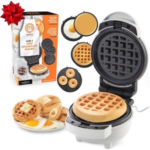 MasterChef 3-in-1 Mini Breakfast Maker- Cooks Eggs, Pancakes, Donuts, Waffles and More! 3 Removable Non-Stick Plates for Easy Cleaning & Storing - 1 of 4