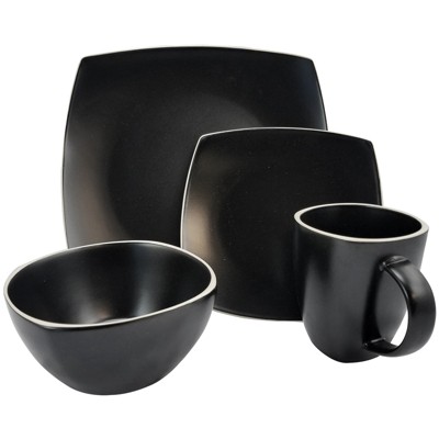 Gibson Soho Lounge 16 Piece Stoneware Dinnerware Set in Black