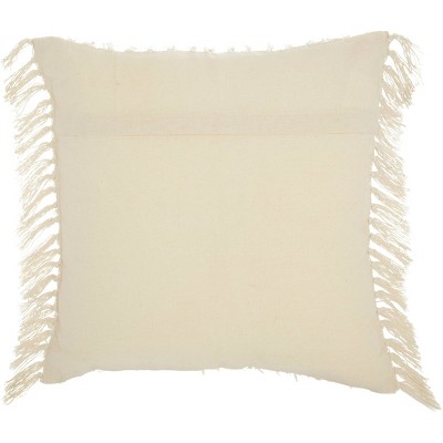 20"x20" Oversize Life Styles Cut Fray Texture Square Throw Pillow Cream - Mina Victory: Mid-Century Modern, Indoor Cotton Pillow with Zipper
