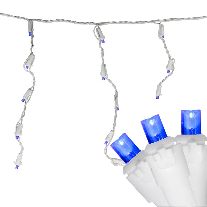 Northlight 100ct Wide Angle LED Icicle String Lights Blue - 6.75' White Wire, 2 of 6